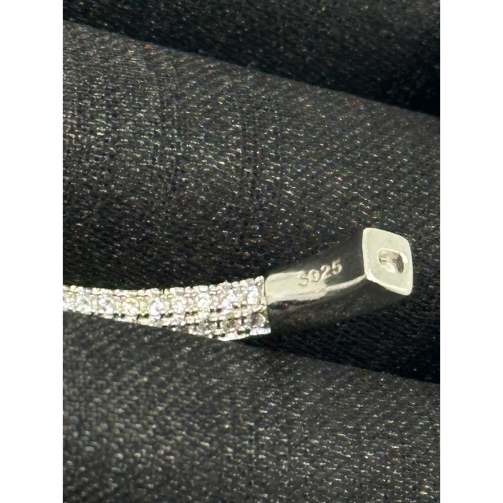 Sterling Silver 925 Inside Out CZ Hoop Earrings Pave Cubic Zirconia 1.5 Inch - Picture 3 of 11